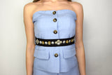 TOP BUSTIER CON CINTURA CELESTE