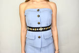 TOP BUSTIER CON CINTURA CELESTE