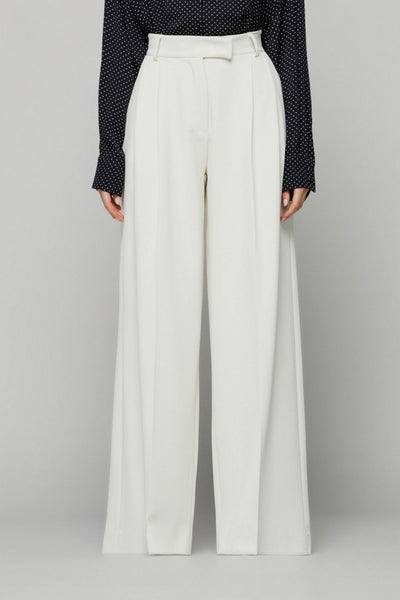 Pantalone ampio con pences bianco