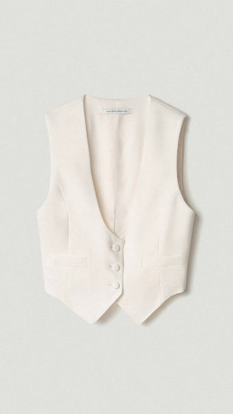 Gilet con taschino e bottoni bianco