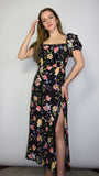 Abito Yhoanna lungo con scollo quadrato a fiori