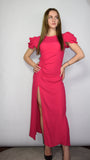 Abito Kristel lungo con spacco fucsia