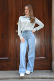 JEANS A PALAZZO CON STRASS