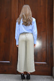 Camicia a righe azzurra con ricamo