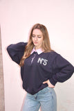 Felpa polo con strass blu o panna