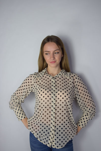 Camicia penelope panna a pois neri