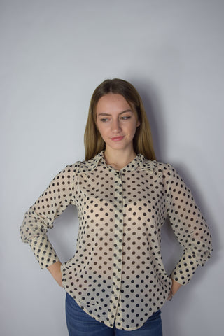 Camicia penelope panna a pois neri