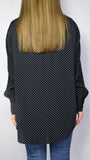 Camicia Clelia oversize nera a pois