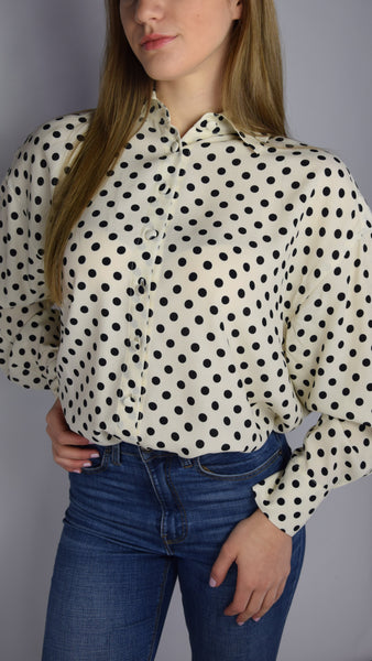 Camicia body Eveline base panna con pois nero
