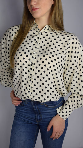 Camicia body Eveline base panna con pois nero
