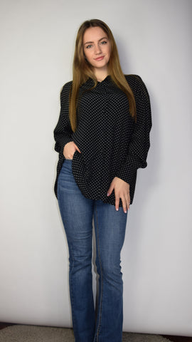 Camicia Clelia oversize nera a pois