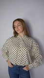 Camicia body Eveline base panna con pois nero