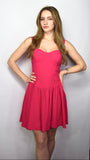 Abito Claire corto con scollo a cuore fucsia