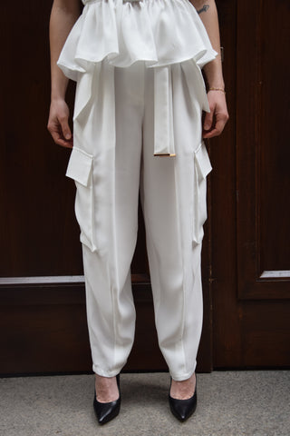 Pantalone cargo in satin