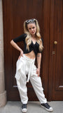 Pantalone cargo in satin