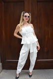 Pantalone cargo in satin