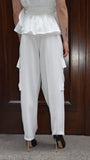 Pantalone cargo in satin
