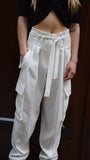 Pantalone cargo in satin