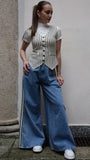 Jeans palazzo con banda laterale