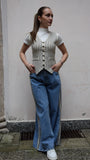 Jeans palazzo con banda laterale