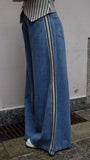 Jeans palazzo con banda laterale
