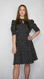 Abito Kimberly corto nero con pois