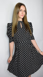 Abito Kimberly corto nero con pois