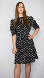 Abito Kimberly corto nero con pois